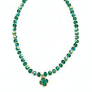 Clover accent Necklace with crystal Beads with earrings Set