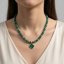 Clover accent Necklace with crystal Beads with earrings Set