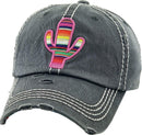 Cactus w Serape Design Western Accent Wholesale Vintage Caps C2032G