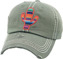 Cactus w Serape Design Western Accent Wholesale Vintage Caps C2032G