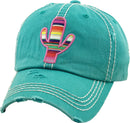 Cactus w Serape Design Western Accent Wholesale Vintage Caps C2032G