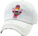 Cactus w Serape Design Western Accent Wholesale Vintage Caps C2032G