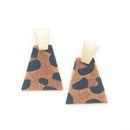 Faux Animal Printed Leather Accent Wooden Earrings E2002