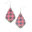 Buffalo Plaid Accent Wooden Earrings E2019