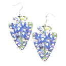 Arrow Head Blue Bonnet Print W/ Crystal Earrings E2028