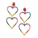 Double Heart Accent Crystal Earrings E2029