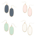 Leather Patch Accent Oval Earrings E2032