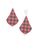 Buffalo Plaid Leather Patch Accent w/ Crystal Earring E2058