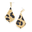 Leopard Leather Patch Accent w/ Crystal Earring E2060