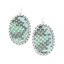 Animal Print Leather Patch Accent Metal Plate Earring E2070