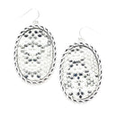 Animal Print Leather Patch Accent Metal Plate Earring E2072