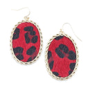 Leather Patch Accent Metal Plate Earring E2074