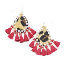 Leopard & Tassel Accent Small Earrings E2075