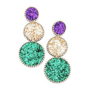 Mardigra Themed Glittered Earrings E2093