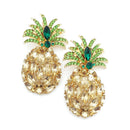 Pineapple Design Accent Crystal Post Earrings E2094