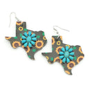Texas Map Accent w/ Animal Print Earrings E2110