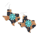 Texas Map Accent w/ Animal Print Earrings E2111