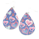 Heart Print Faux Leather Tear Drop Earring E2120