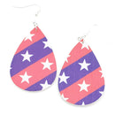 Americana Print Faux Leather Tear Drop Earring E2121