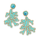 Coral Leaf Design Beaded Earrings E2123