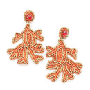 Coral Leaf Design Beaded Earrings E2123