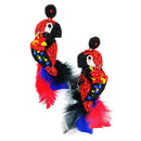 Parrot Bird Design Accent Tassel Earrings E2146