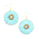 Raffia Flower Accent Earrings E2148