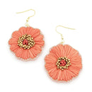 Raffia Flower Accent Earrings E2149