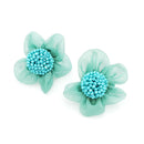 Floral Material & Bead Post Earrings E2151