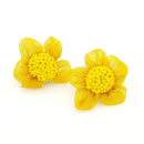 Floral Material & Bead Post Earrings E2153