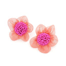 Floral Material & Bead Post Earrings E2154
