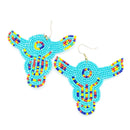 Beaded Long Horn Design Accent Earring E2199
