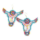 Beaded Long Horn Design Accent Earring E2200