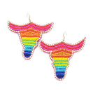 Beaded Long Horn Design Accent Earring E2201