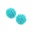 Beaded Button Accent Post Earrings E2218