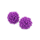 Beaded Button Accent Post Earrings E2222
