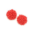 Beaded Button Accent Post Earrings E2225