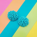 Beaded Button Accent Post Earrings E2221