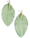 Leather Leaf Accent Post Earrings E2230