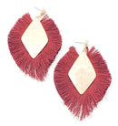 Diamond Shape Tassel Accent Post Earrings E2232