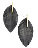 Leather Leaf Accent Post Earrings E2233