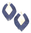 Diamond Shape Tassel Accent Post Earrings E2235