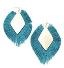 Diamond Shape Tassel Accent Post Earrings E2236