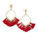Cut Out & Tassel Accent Post Earrings E2238