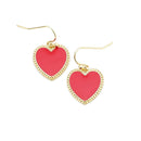 Enamel Coat Accent  Heart Pendant Earrings E2307