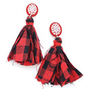 Buffalo Plaid Tassel Earrings  E2252
