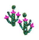 Cactus Plant Design Accent Earrings E2254