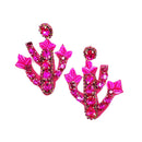 Cactus Plant Design Accent Earrings E2256