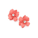 Epoxy Coated Metal Accent Floral Stud Earrings E2317