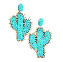 Cactus Plant Design Accent Earrings E2259